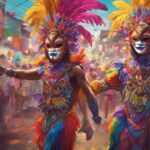 colorful masks and dancing