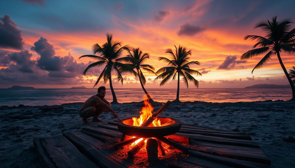 island fire making survival skills