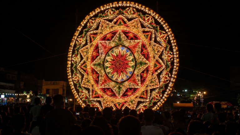 Illuminated giant lantern at the San Fernando festival in Pampanga