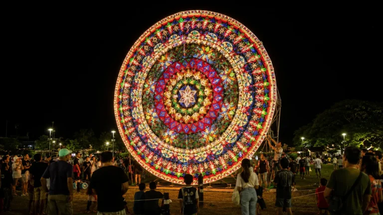 Illuminated giant parol at the Giant Lantern Festival in San Fernando, Pampanga