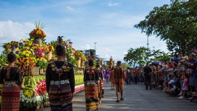 Floral float and cultural parade during Kadayawan Festival in Davao City